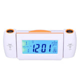 Projection Alarm Clock Glareless LED Night Light Voice Control Induction Temperature Display LED ClockWhite Orange In Australia - Darrahopens