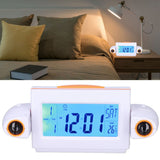 Projection Alarm Clock Glareless LED Night Light Voice Control Induction Temperature Display LED ClockWhite Orange