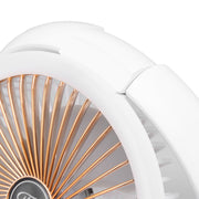 Foldable Fan with LED Light 2 in 1 Warm Light Low Noise Portable Rechargeable 4 Speed Lighting Desk Fan