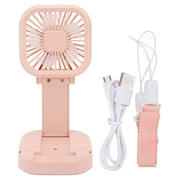 Portable Folding Fan 3 Level Wind Speed USB Powered Rechargeable Rotatable Handheld Desktop Small Fan Pink In Australia - Darrahopens