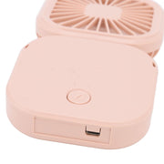 Portable Folding Fan 3 Level Wind Speed USB Powered Rechargeable Rotatable Handheld Desktop Small Fan Pink