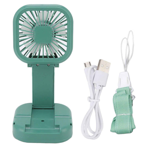 Portable Folding Fan 3 Level Wind Speed USB Powered Rechargeable Rotatable Handheld Desktop Small Fan Green In Australia - Darrahopens