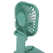 Portable Folding Fan 3 Level Wind Speed USB Powered Rechargeable Rotatable Handheld Desktop Small Fan Green