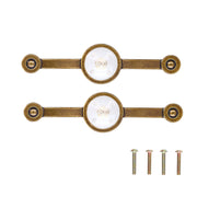 2 Pcs Zinc Alloy Antique Copper Handle European Modern Pastoral Color Acrylic Handle for Cabinet DrawerWhite In Australia - Darrahopens