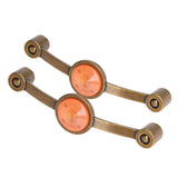 2 Pcs Zinc Alloy Antique Copper Handle European Modern Pastoral Color Acrylic Handle for Cabinet DrawerOrange In Australia - Darrahopens