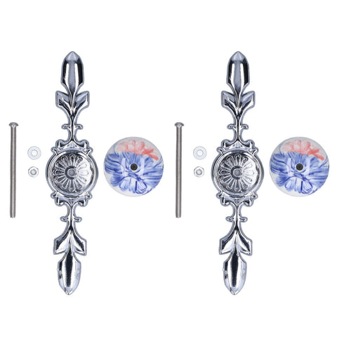 2pcs/set Ceramic Cabinet Handle Modern Simple Style Hand Painted Ceramic Cabinet Knobs1060D Plantain Blue and White Porcelain