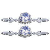 2pcs/set Ceramic Cabinet Handle Modern Simple Style Hand Painted Ceramic Cabinet Knobs1060D Rich Flower Blue and White Porcelain