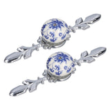 2pcs/set Ceramic Cabinet Handle Modern Simple Style Hand Painted Ceramic Cabinet Knobs1060D Rich Flower Blue and White Porcelain