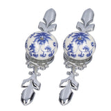 2pcs/set Ceramic Cabinet Handle Modern Simple Style Hand Painted Ceramic Cabinet Knobs1060D Rich Flower Blue and White Porcelain