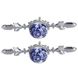 2pcs/set Ceramic Cabinet Handle Modern Simple Style Hand Painted Ceramic Cabinet Knobs1060D Peony Blue and White Porcelain