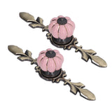 2pcs/set Hand Painted Pumpkin Drawer Knobs Chinese Pastoral Style Ceramic Cabinet HandlePink