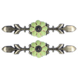 2pcs/set Hand Painted Pumpkin Drawer Knobs Chinese Pastoral Style Ceramic Cabinet HandleGreen