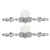 2 Set Drawer Knobs Pull Handles Ceramics Cabinet Cupboard Door Decorative Knobs with Plate for Kitchen Bathroom Office1088D Magnolia