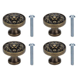 4Set Lion Head Zinc Alloy Cabinet Door Handle Modern Antique Cartoon Solid Drawer Pull Circular Single Hole Buckle Hand399 Lion Head Bronze In Australia - Darrahopens