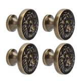 4Set Lion Head Zinc Alloy Cabinet Door Handle Modern Antique Cartoon Solid Drawer Pull Circular Single Hole Buckle Hand399 Lion Head Bronze In Australia - Darrahopens