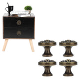 4Set Lion Head Zinc Alloy Cabinet Door Handle Modern Antique Cartoon Solid Drawer Pull Circular Single Hole Buckle Hand399 Lion Head Bronze