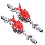 2Set Drawer Pull Knob Zinc Alloy Cabinet Wardrobe Closet Knob for Kitchen Furniture Decoration1077D Red Grass Carp
