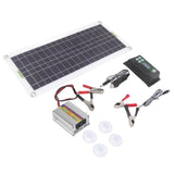12V to 220V 30W Solar Charging Panel 220W Solar Inverter Battery Charger Kit for Camping Hiking 10A