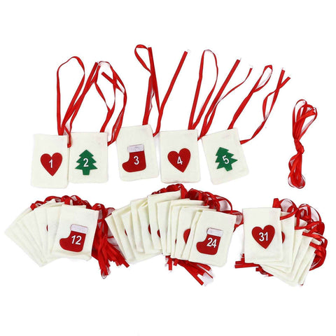 Christmas Advent Calendar Bags 31 Days Hanging Countdown Felt Gift Pockets for Party Festival Decoration In Australia - Darrahopens