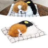 Make Sound Sleeping Dog Toy with Cloth Cushion Simulation Plush Dog Toy Small Dog Doll OrnamentsMigru