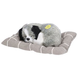 Make Sound Sleeping Dog Toy with Cloth Cushion Simulation Plush Dog Toy Small Dog Doll OrnamentsHusky