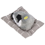 Make Sound Sleeping Dog Toy with Cloth Cushion Simulation Plush Dog Toy Small Dog Doll OrnamentsHusky