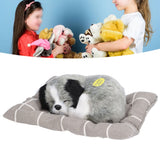 Make Sound Sleeping Dog Toy with Cloth Cushion Simulation Plush Dog Toy Small Dog Doll OrnamentsHusky