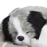 Make Sound Sleeping Dog Toy with Cloth Cushion Simulation Plush Dog Toy Small Dog Doll OrnamentsHusky