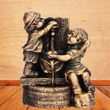 Little Boy Girl Playing Water Statue Standing Sculpture Resin Garden Ornament for Home Decoration