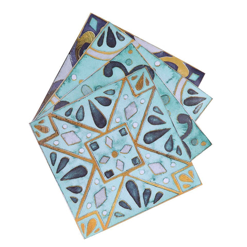 4Pcs/Set Antique Tile Stickers Retro Style Waterproof Self Adhesive Decals for Kitchen Bathroom Decor 30x30cm