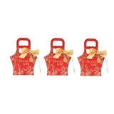 50Set Innovative Candy Box Paper Candy Bags with Ribbons for Christmas Parties Birthdays WeddingsRetro Carmine with Gold Ribbon In Australia - Darrahopens