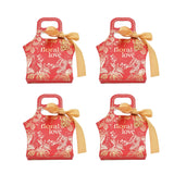 50Set Innovative Candy Box Paper Candy Bags with Ribbons for Christmas Parties Birthdays WeddingsRetro Carmine with Gold Ribbon