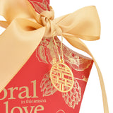 50Set Innovative Candy Box Paper Candy Bags with Ribbons for Christmas Parties Birthdays WeddingsRetro Carmine with Gold Ribbon
