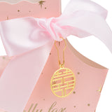 50Set Innovative Candy Box Paper Candy Bags with Ribbons for Christmas Parties Birthdays WeddingsPink with Light Pink Ribbon