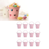 12pcs Mini Metal Bucket Hollow Heart Shaped Bucket with Handle for Candies Outdoor Flower Cosmetics