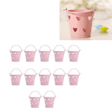 12pcs Mini Metal Bucket Hollow Heart Shaped Bucket with Handle for Candies Outdoor Flower Cosmetics
