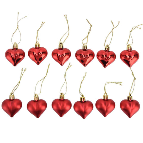 12pcs Christmas Ornament Heart Shape PVC Christmas Tree Hanging Decorations for Valentine's Day PartyRed In Australia - Darrahopens