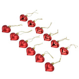 12pcs Christmas Ornament Heart Shape PVC Christmas Tree Hanging Decorations for Valentine's Day PartyRed