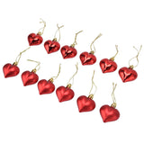 12pcs Christmas Ornament Heart Shape PVC Christmas Tree Hanging Decorations for Valentine's Day PartyRed