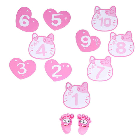 Removable 10 Number Hopscotch Stickers Children Room Floor Decoration Pink Cartoon Number Hopscotch Footprints Stickers In Australia - Darrahopens