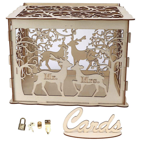 Greeting Card Box DIY Wooden Couple Deer Wedding Card Case Sign in Box Decoration Box In Australia - Darrahopens
