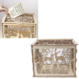 Greeting Card Box DIY Wooden Couple Deer Wedding Card Case Sign in Box Decoration Box