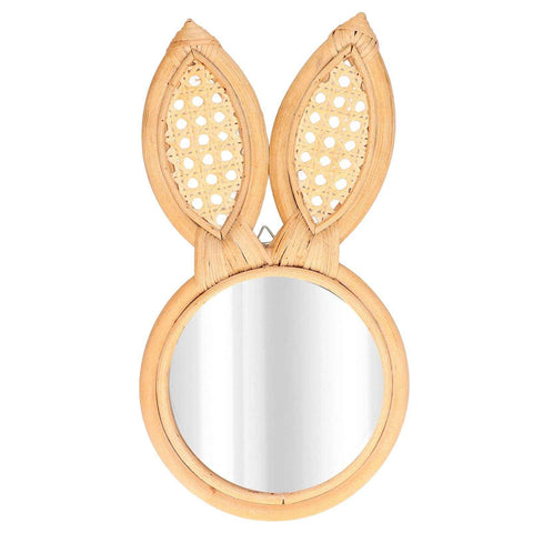 Decorative Mirror Cute Bunny Shape Exquisite Rattan Hanging Wall Mirror for Makeup Home Bedroom Decoration Gift In Australia - Darrahopens