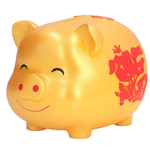 Piggy Bank Cute Cartoon Shape Anti Falling Pig Money Box for Children Gift Home Decoration Coins StorageLarge Size Gold