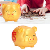 Piggy Bank Cute Cartoon Shape Anti Falling Pig Money Box for Children Gift Home Decoration Coins StorageSmall Size Gold