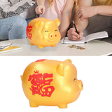 Piggy Bank Cute Cartoon Shape Anti Falling Pig Money Box for Children Gift Home Decoration Coins StorageSmall Size Gold