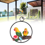 Hanging Parrot Sculpture Hanging Ring Statue for Patio Lawn Home and Garden Decor