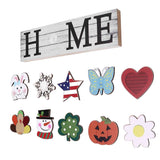 Wooden Country Home Decoration Welcome Sign Wall Decoration 10 Interchangeable Icons Letter Decoration Crafts