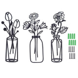 3Pcs Metal Vase Flowers Wall Art Elegant Prevent Rust Easy to Install Iron Flower Wall Art for Indoor Decoration In Australia - Darrahopens