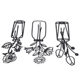 3Pcs Metal Vase Flowers Wall Art Elegant Prevent Rust Easy to Install Iron Flower Wall Art for Indoor Decoration